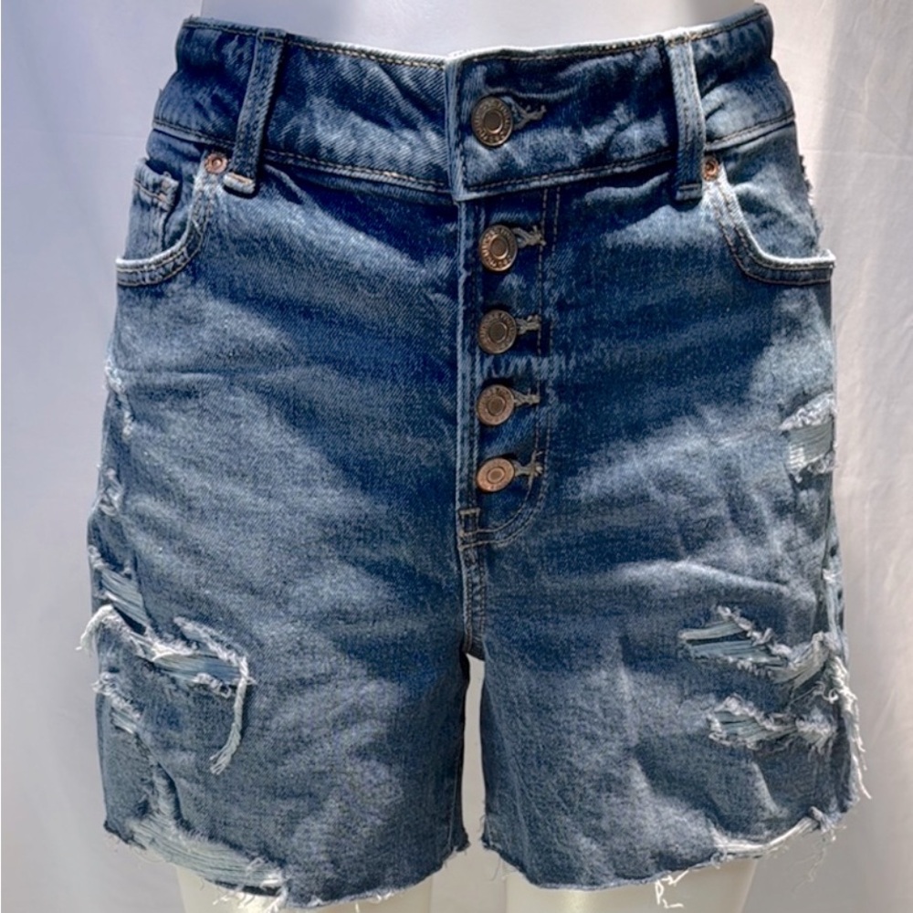 Maurices Blue Jean Shorts Distressed Frayed Hem